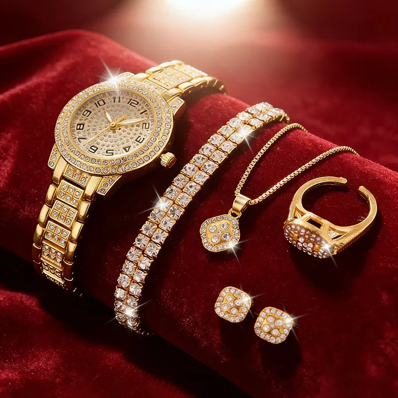 Coffret Éclat Doré NidLumin — Montre Femme & Bracelets Sertis