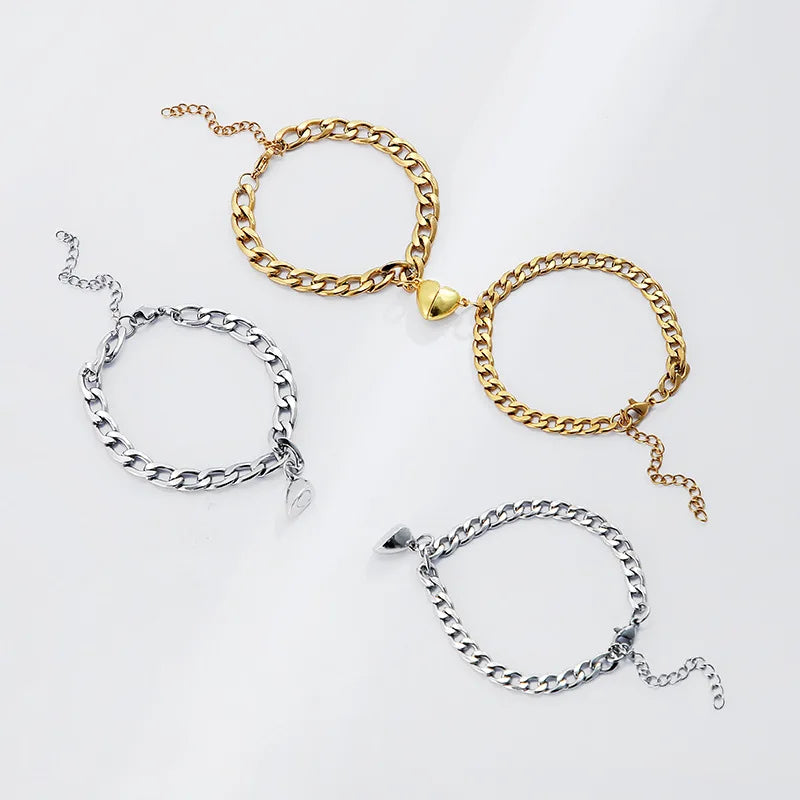 Bracelets de Couple Magnétiques — Duo Attraction Cardiaque